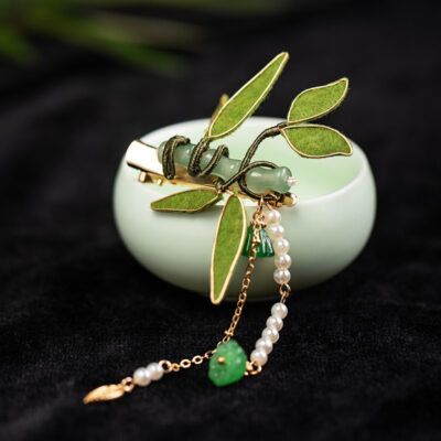 Hanfu Headclip Handmade Bamboo Leaf Retro Hair Accessory Cheongsam Accessories