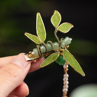 Hanfu Headclip Handmade Bamboo Leaf Retro Hair Accessory Cheongsam Accessories