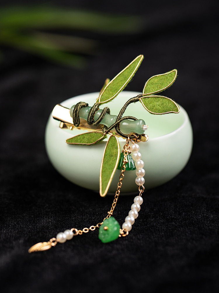 Hanfu Headclip Handmade Bamboo Leaf Retro Hair Accessory Cheongsam Accessories