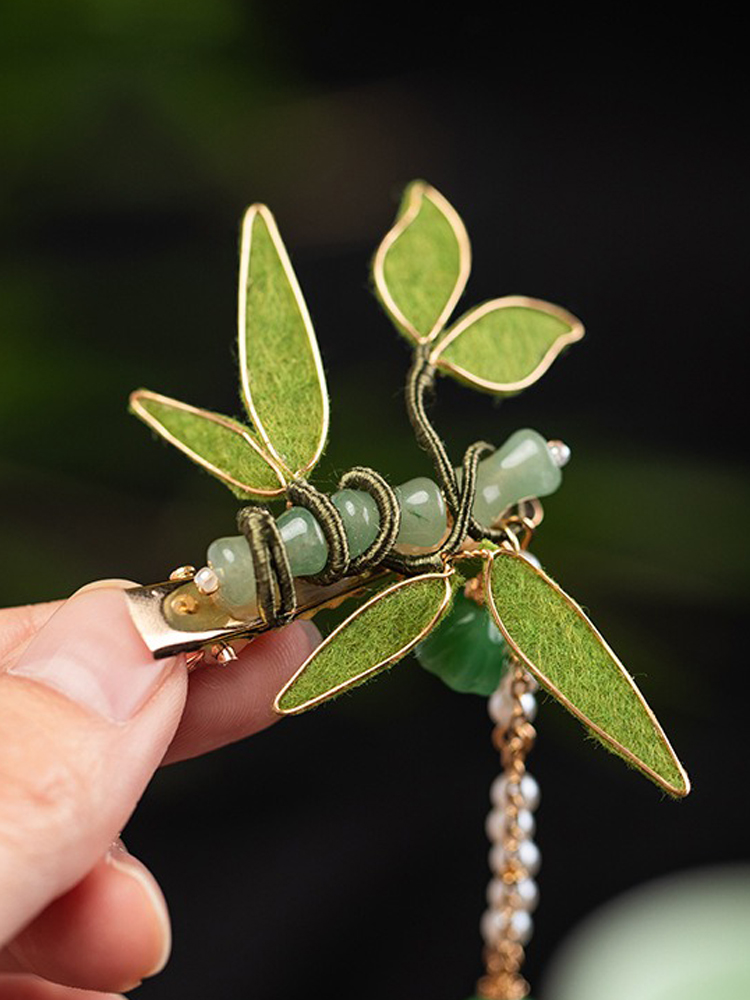 Hanfu Headclip Handmade Bamboo Leaf Retro Hair Accessory Cheongsam Accessories