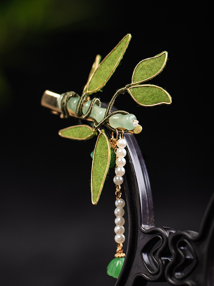 Hanfu Headclip Handmade Bamboo Leaf Retro Hair Accessory Cheongsam Accessories