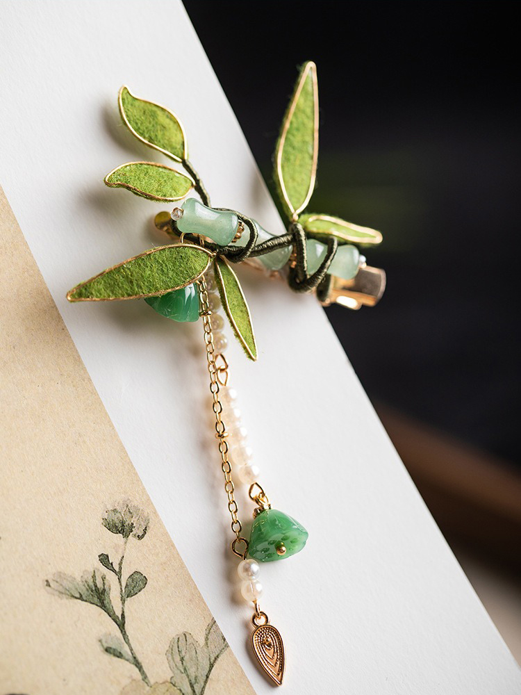 Hanfu Headclip Handmade Bamboo Leaf Retro Hair Accessory Cheongsam Accessories
