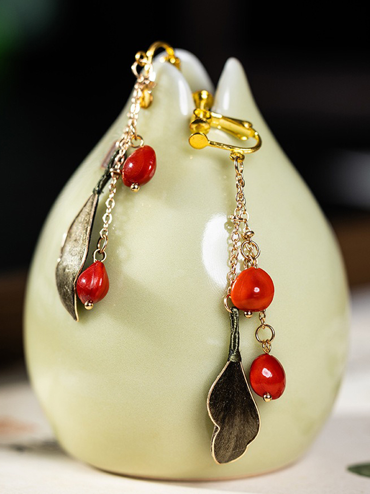 Hanfu Ronghua Silk Earrings Women Cheongsam Accessories 