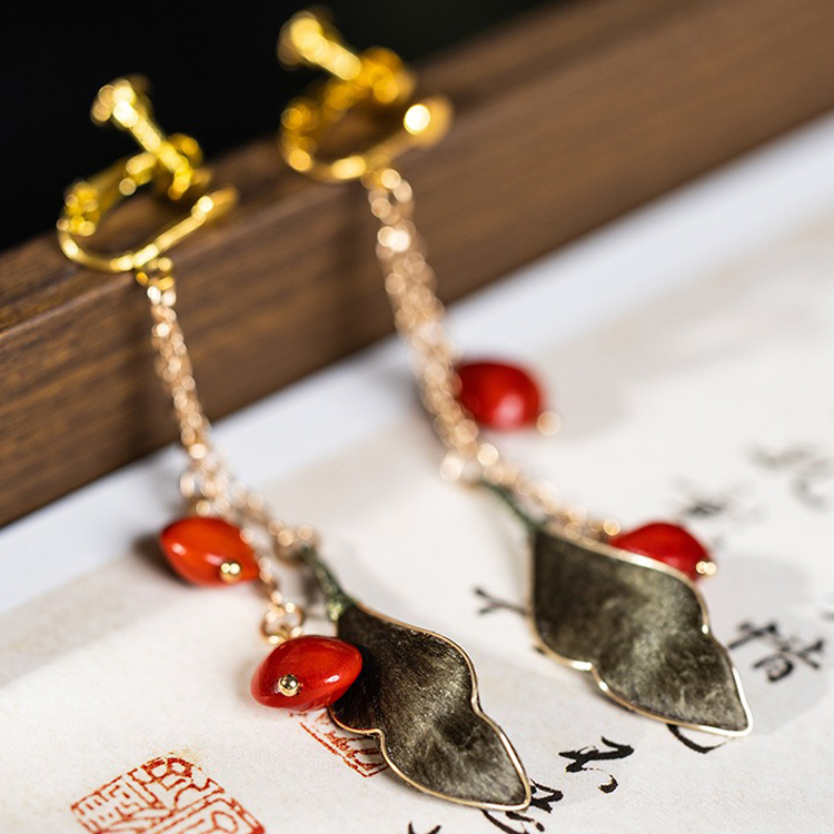 Hanfu Ronghua Silk Earrings Women Cheongsam Accessories 