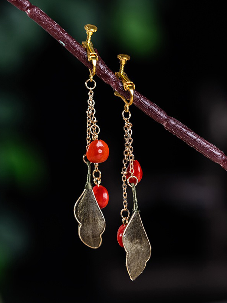 Hanfu Ronghua Silk Earrings Women Cheongsam Accessories 
