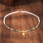 Hanfu Women Necklace Green Short Yingluo with Hulu