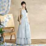 Ladies Summer Song Dynasty Style Sleeveless Square Neck Hanfu Elegant Suit