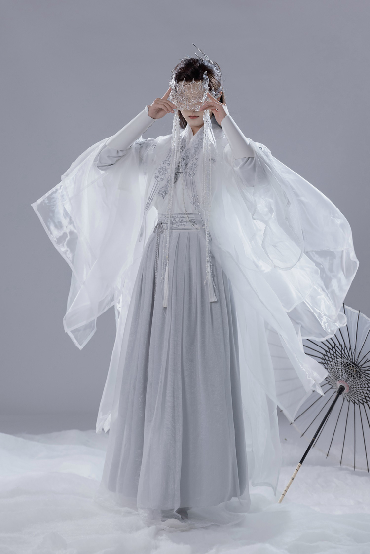 Martial Arts White Knight Set Wei-Jin Style Ethereal Men's Hanfu