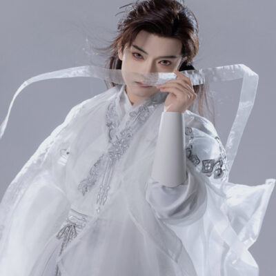 Martial Arts White Knight Set Wei-Jin Style Ethereal Men's Hanfu