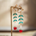 New Chinese-style Tassels Earrings Green Leaf Classical Elegance Earrings Women Style