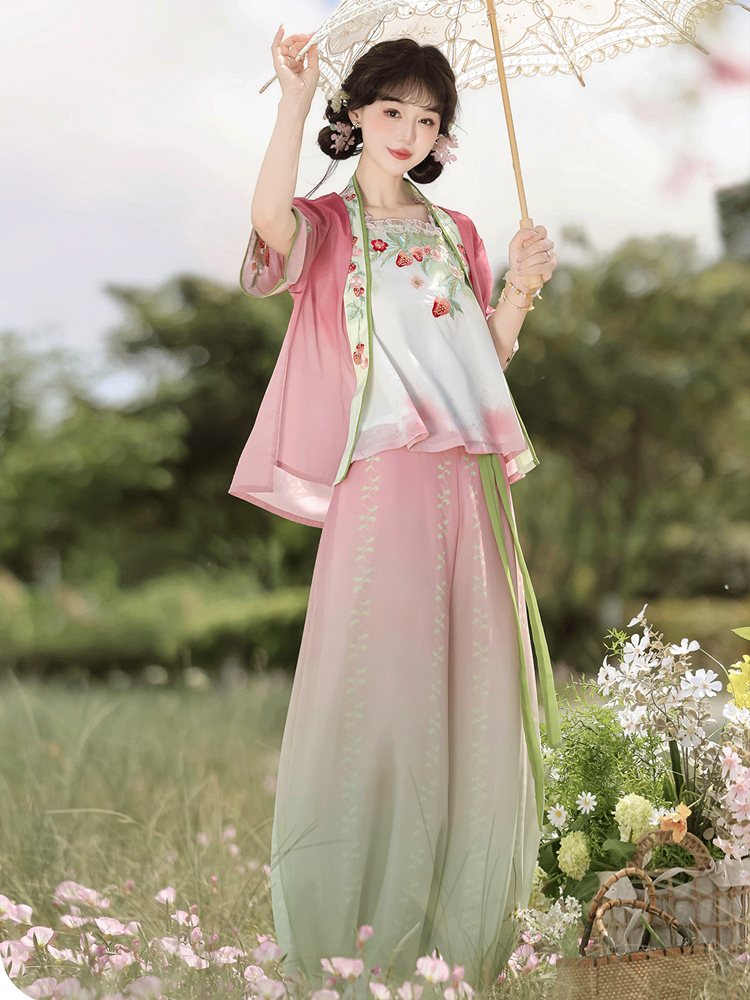 Song Dynasty Cute Style Pink Hanfu for Women