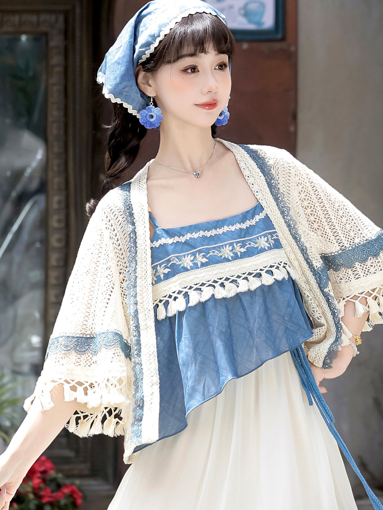 Summer Women New Hanfu Blue Casual Dress