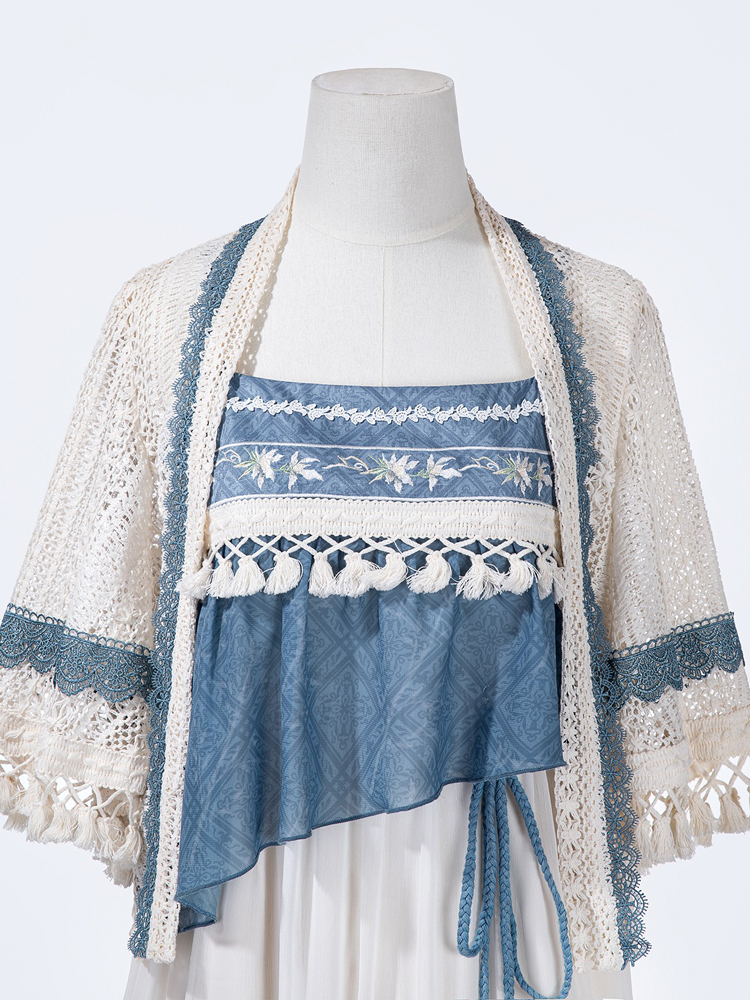 Summer Women New Hanfu Blue Casual Dress