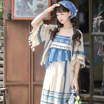 Summer Women New Hanfu Blue Casual Dress