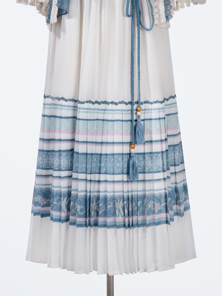 Summer Women New Hanfu Blue Casual Dress