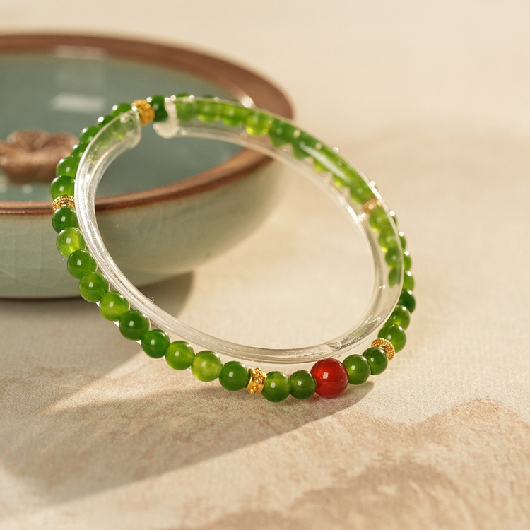 Women Agate Strings Green Niche Vintage Strings