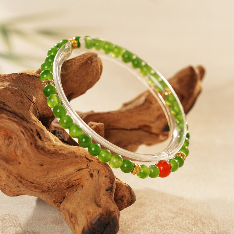 Women Agate Strings Green Niche Vintage Strings