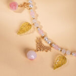 Women Short Necklace Pearl Pink Peach Ming Style