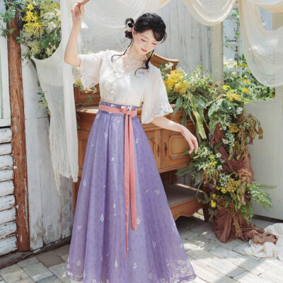 Women Tang Dynasty Summer Hanfu Casual Short-Sleeved Retro Clothing