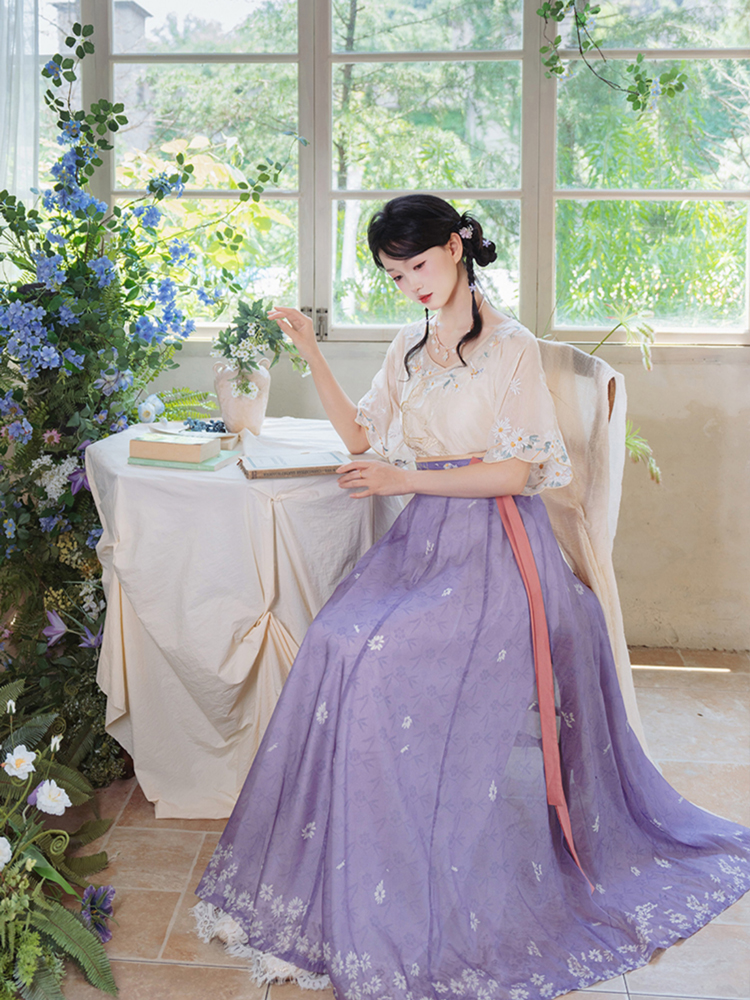 Women Tang Dynasty Summer Hanfu Casual Short-Sleeved Retro Clothing