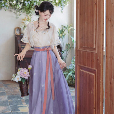 Women Tang Dynasty Summer Hanfu Casual Short-Sleeved Retro Clothing