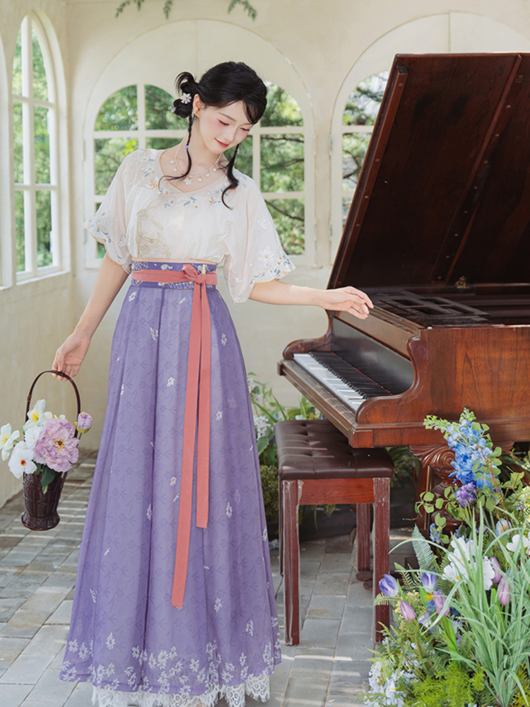 Women Tang Dynasty Summer Hanfu Casual Short-Sleeved Retro Clothing