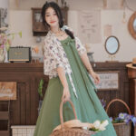 Women Summer Casual Loose Strapless Dress Chest-Length Hanfu Set