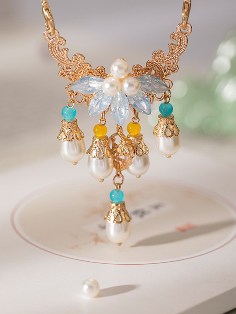 Cheongsam Accessories Pearl Necklace Vintage Yingluo Han Chinese Clothing Collection 
