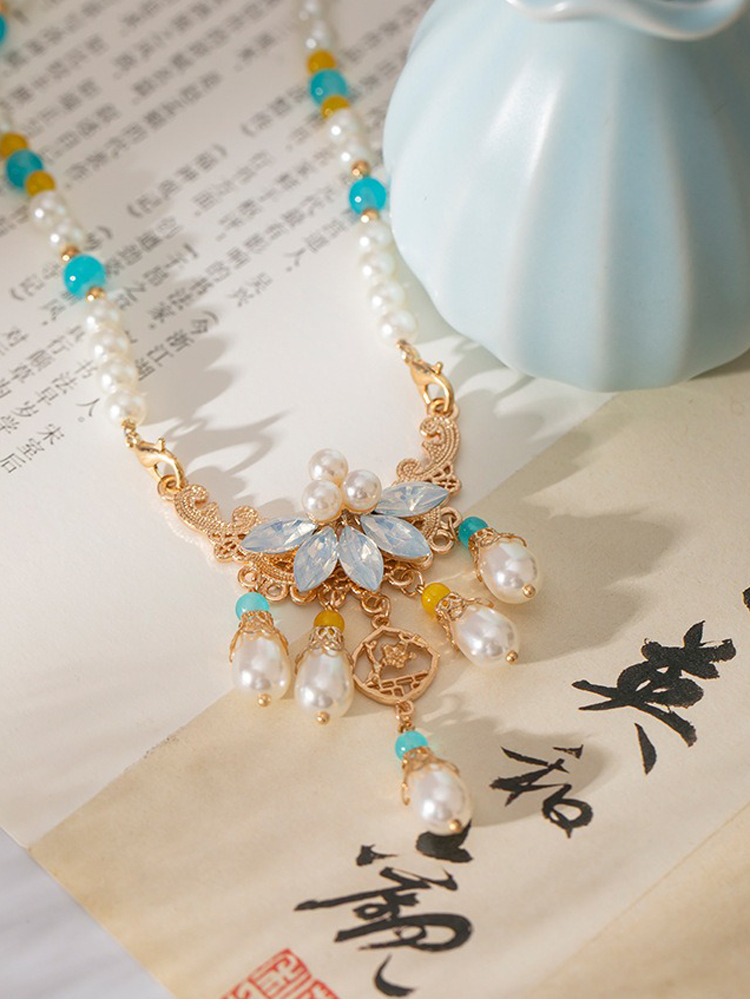Cheongsam Accessories Pearl Necklace Vintage Yingluo Han Chinese Clothing Collection 
