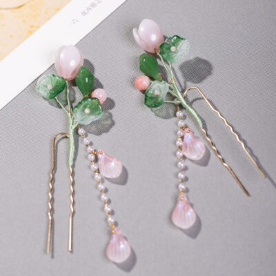 Classical Hanfu Hairpin Lotus Long Tassel Ladies Hair Accessories