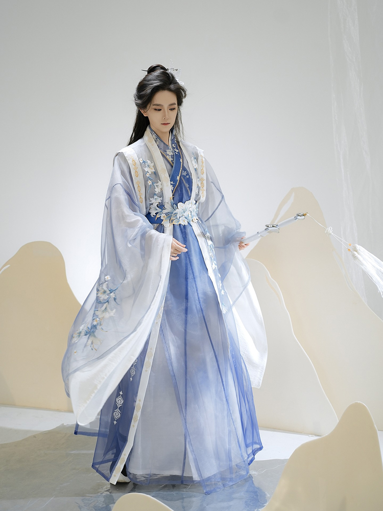 Couple Style Wuxia Inspired Zhiju Blue Handsome Set