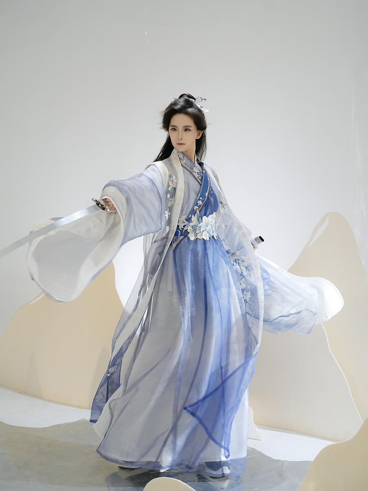 Couple Style Wuxia Inspired Zhiju Blue Handsome Set