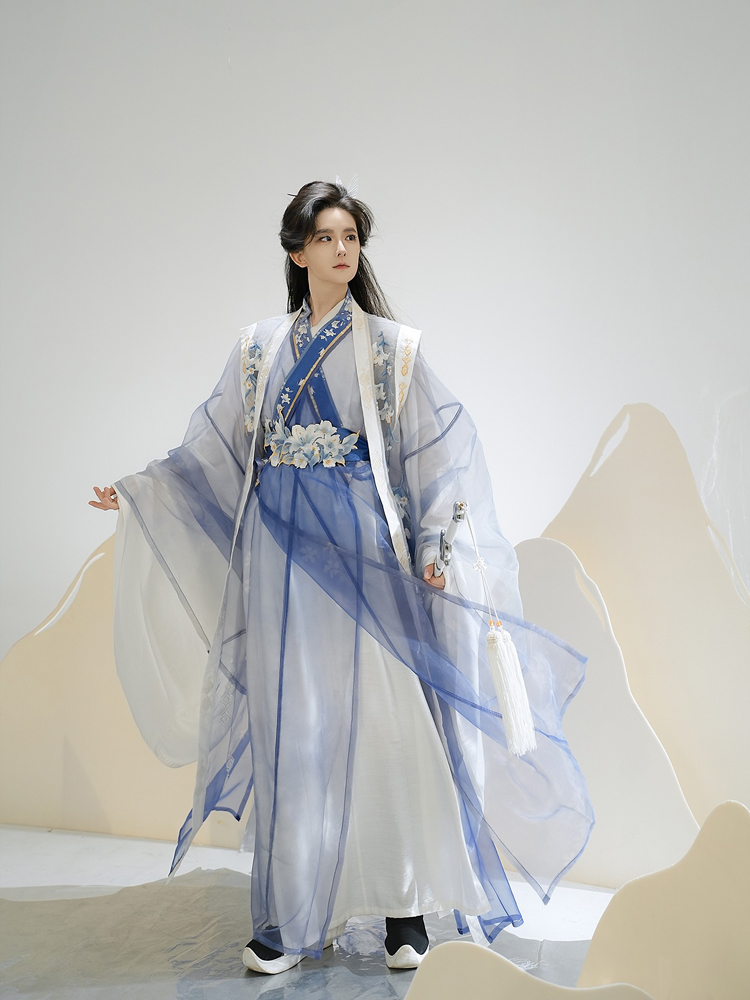 Couple Style Wuxia Inspired Zhiju Blue Handsome Set
