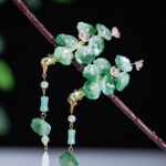 Hanfu Hairpin with Lotus Leaf Tassel Minimalist Hair Accessory for Cheongsam