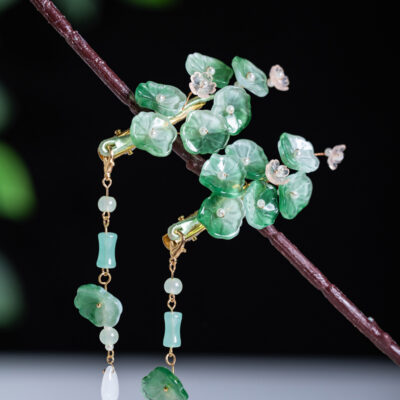 Hanfu Hairpin with Lotus Leaf Tassel Minimalist Hair Accessory for Cheongsam