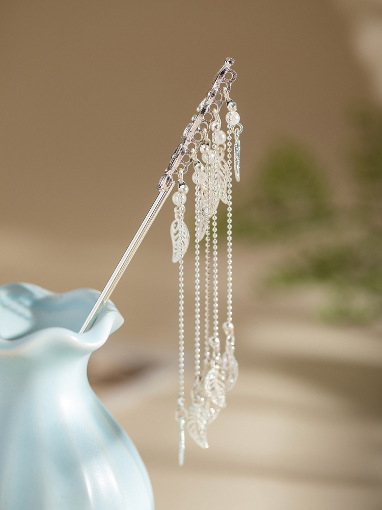 Hanfu Silver Hairpin Classical Ladies Tassel Hair Accessories 