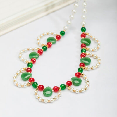 Ladies Vintage Cheongsam Pearl Pendant Double-Layer Necklace Hanfu Accessories