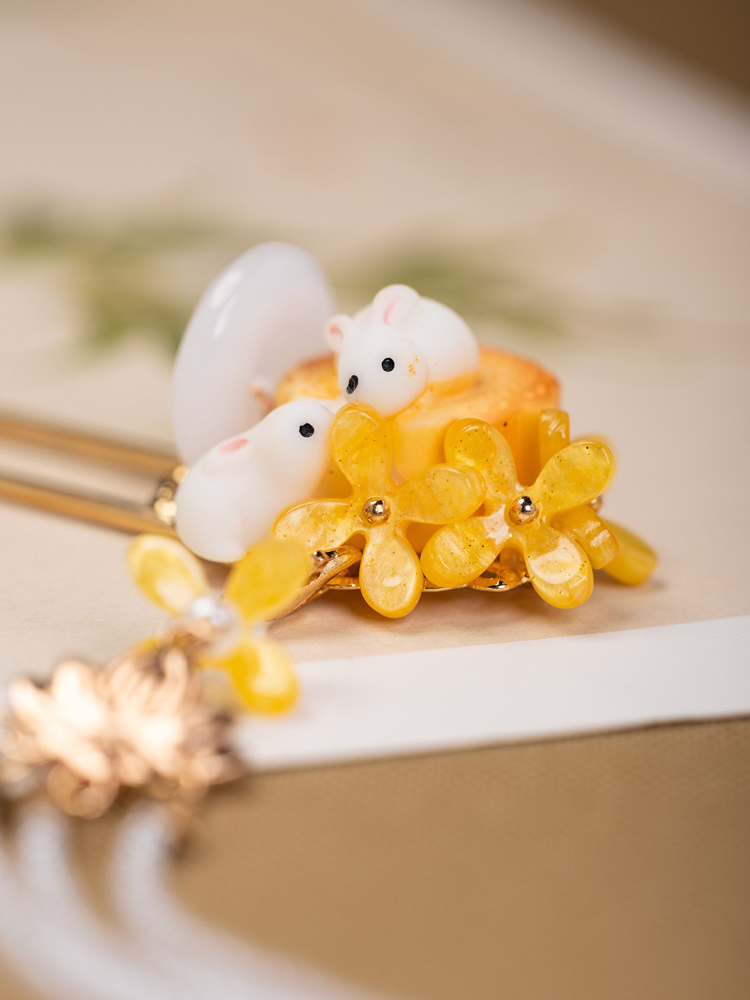 Osmanthus Long Hairpin Mid-Autumn Hanfu Rabbit Accessories