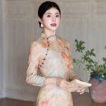 Women Autumn Cheongsam Long Sleeve Daily Qipao Dresses