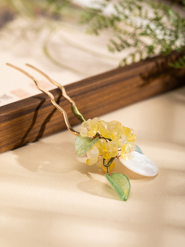 Women Hanfu Hairpin Mid-Autumn Cinnamon Flower Hair Decoration