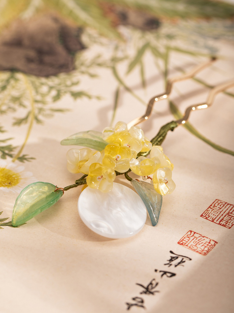 Women Hanfu Hairpin Mid-Autumn Cinnamon Flower Hair Decoration