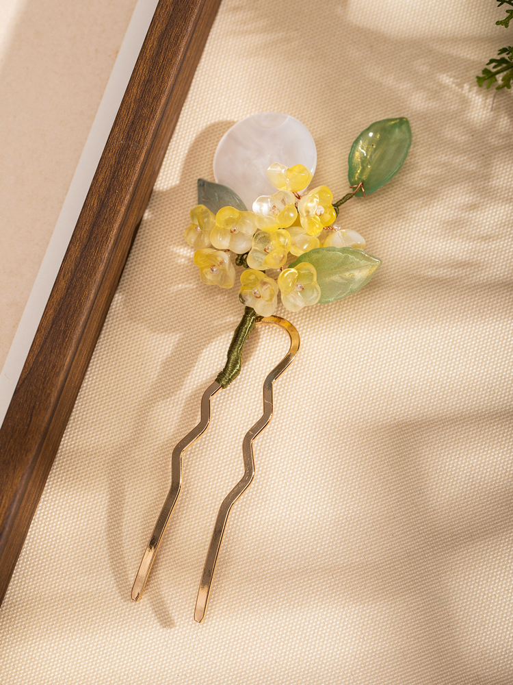 Women Hanfu Hairpin Mid-Autumn Cinnamon Flower Hair Decoration