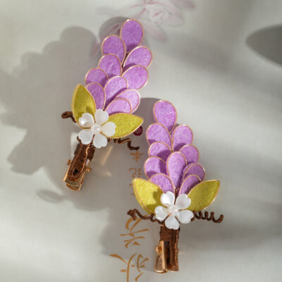 Women Purple Hanfu Headdress Grape Velvet Cloth Hair Clip Cheongsam Accessories