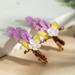Women Purple Hanfu Headdress Grape Velvet Cloth Hair Clip Cheongsam Accessories