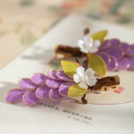 Women Purple Hanfu Headdress Grape Velvet Cloth Hair Clip Cheongsam Accessories