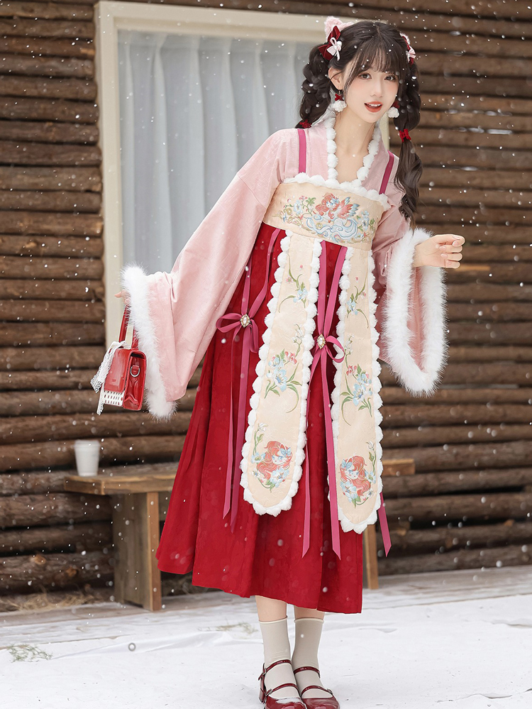 Chinese New Year Women Hanfu Tang Dynasty Style Winter Waist-Length Everyday Wear