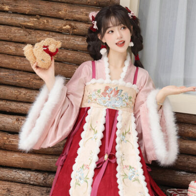 Chinese New Year Women Hanfu Tang Dynasty Style Winter Waist-Length Everyday Wear