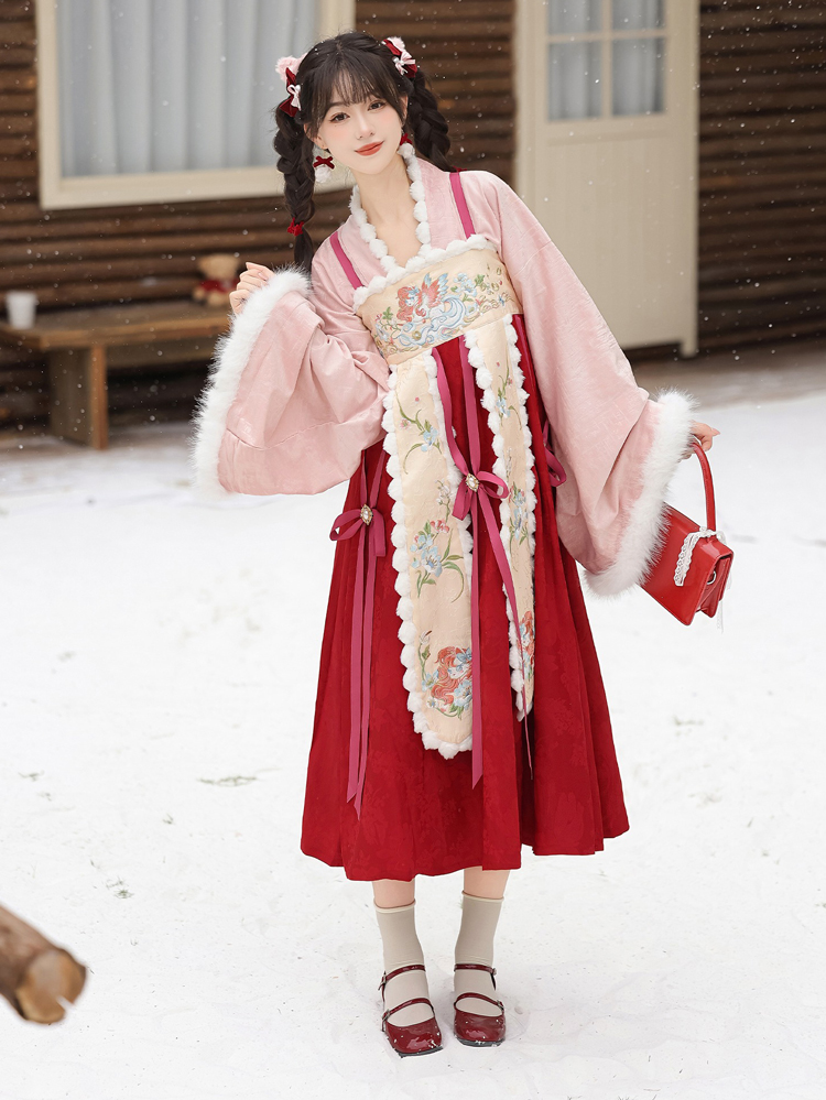 Chinese New Year Women Hanfu Tang Dynasty Style Winter Waist-Length Everyday Wear