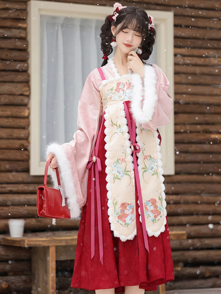 Chinese New Year Women Hanfu Tang Dynasty Style Winter Waist-Length Everyday Wear