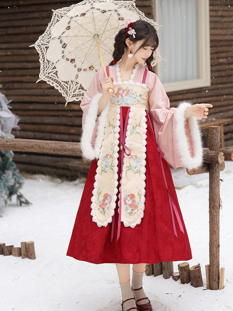 Chinese New Year Women Hanfu Tang Dynasty Style Winter Waist-Length Everyday Wear